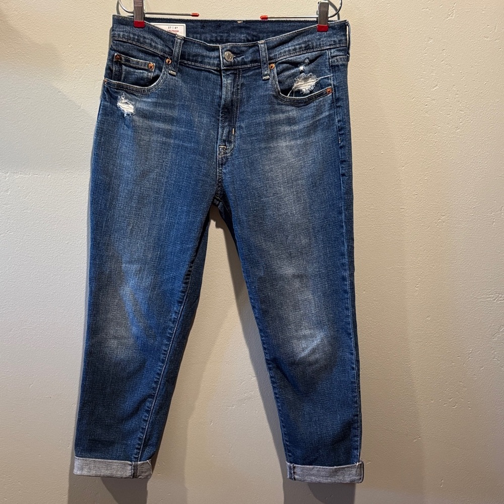 Gap Girlfriend Mid Rise Classic Blue Women's Jeans Dark Wash Cotton Denim Jean